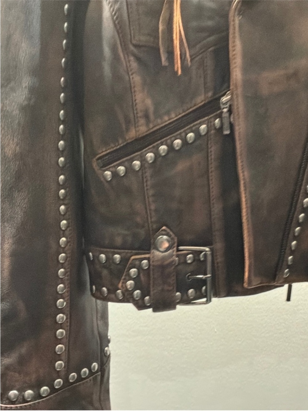 Double D Ranch Open Range Studded Leather Jacket with Conchos RTL $1295 XS NWT - Picture 13 of 16
